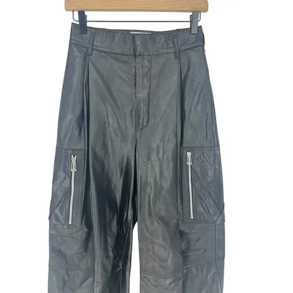 Bottega Veneta Tapered Leather Cargo Pants in Black - Picture 7 of 15